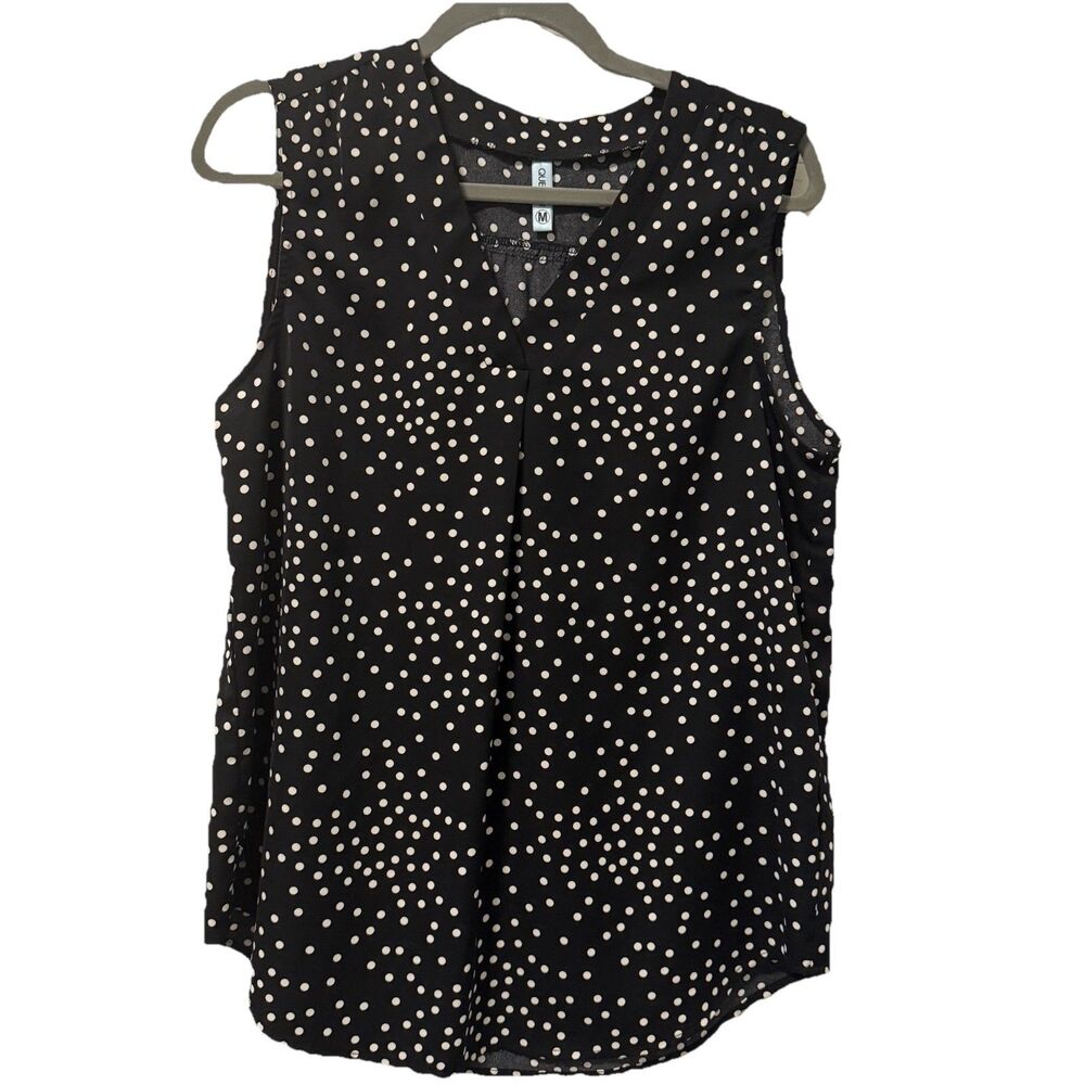 Black And White Polka Dot Size Medium Sleeveless Dress Tank Blouse‎